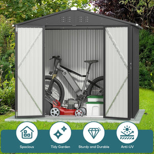 Lofka 8ft x 6ft Metal Garden Shed for Outdoor Storage,Gray