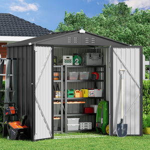 Lofka 8ft x 6ft Metal Garden Shed for Outdoor Storage,Gray