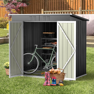 Lofka 6ft x 4ft Outdoor Storage Shed, Metal Garden Shed,Gray