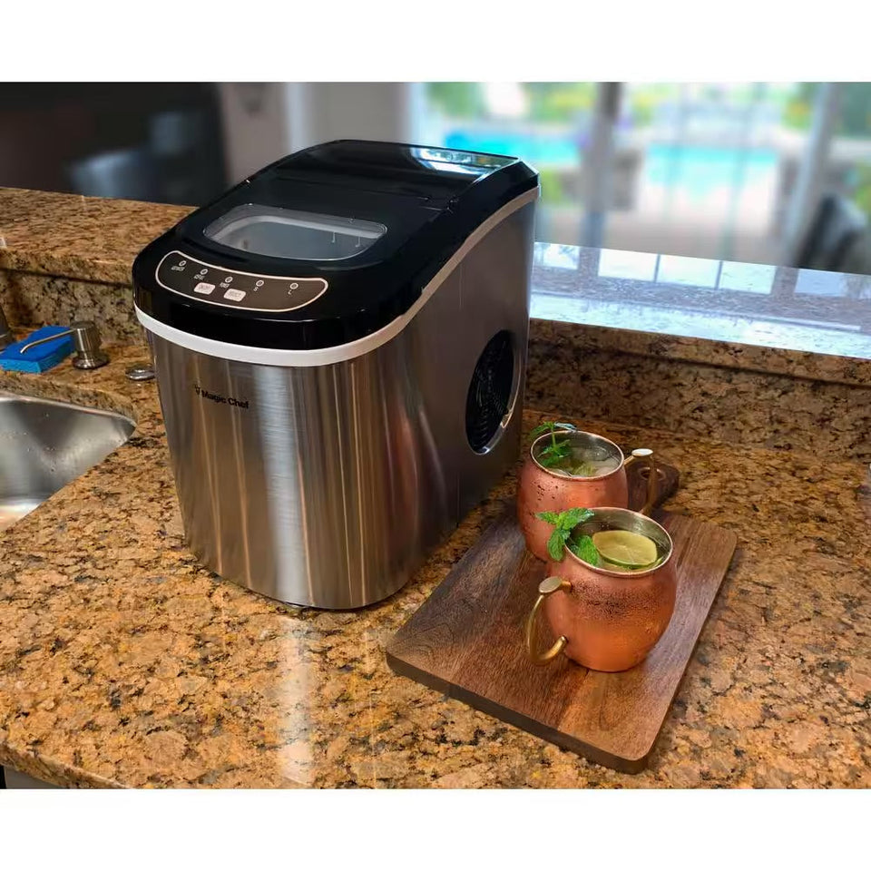 Magic Chef 27 lbs. Portable Countertop Ice Maker in Stainless Steel